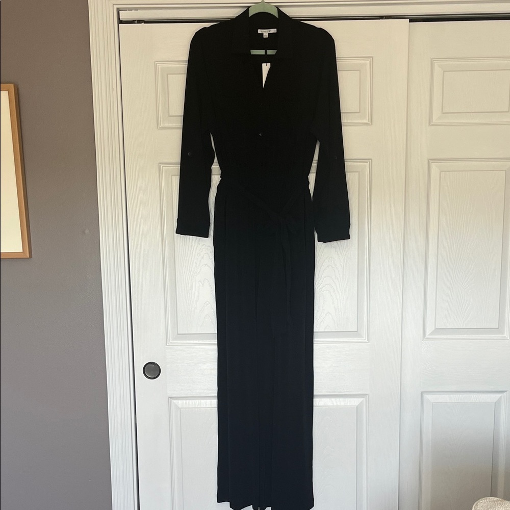 Chico's Elegant Black Long Sleeve Wide Leg Jumpsuit NWT Size 3